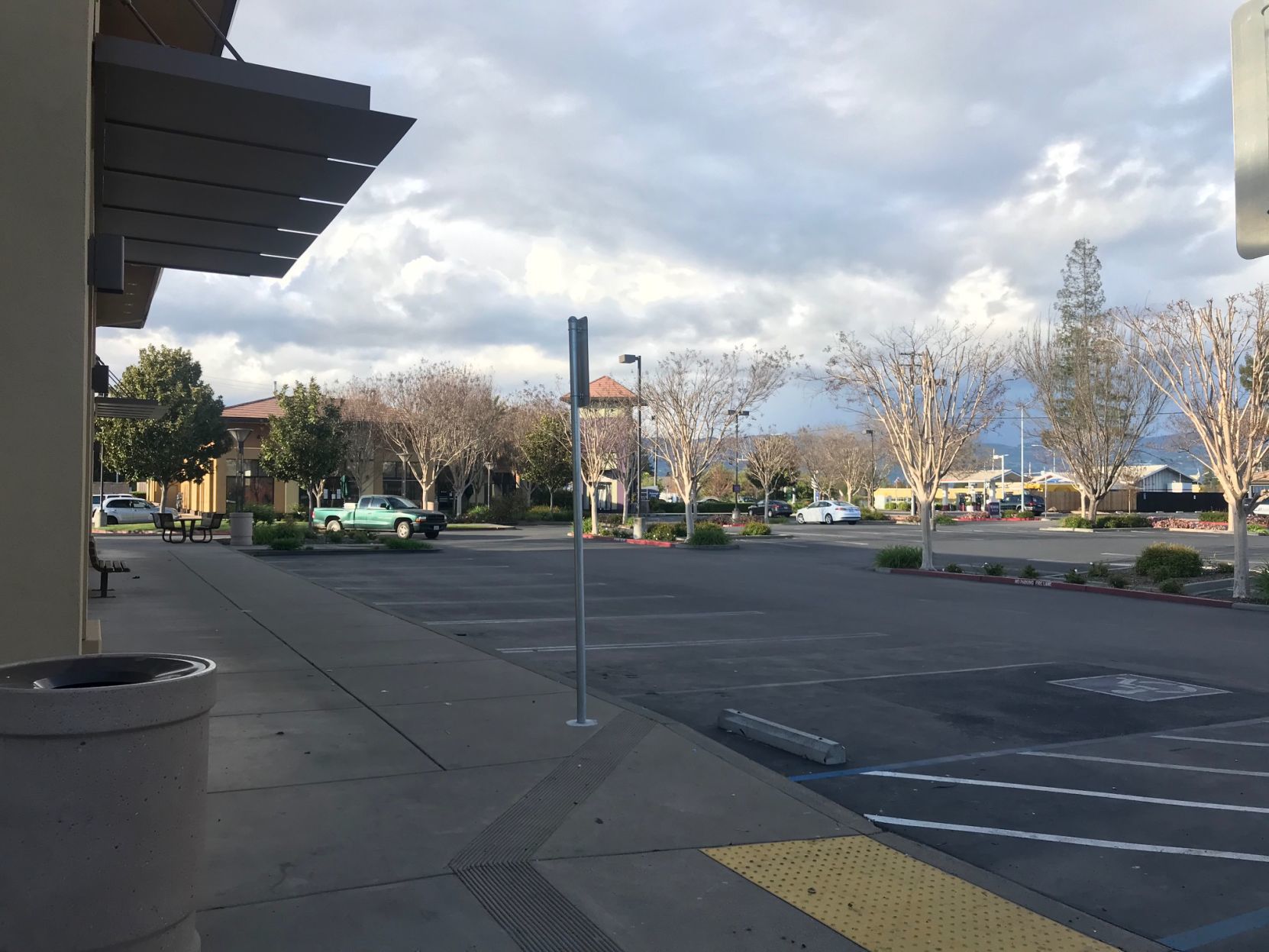 The parking lot at Redwood Plaza